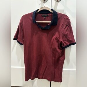 Banana Republic Men's Burgundy Polo with Navy Accents